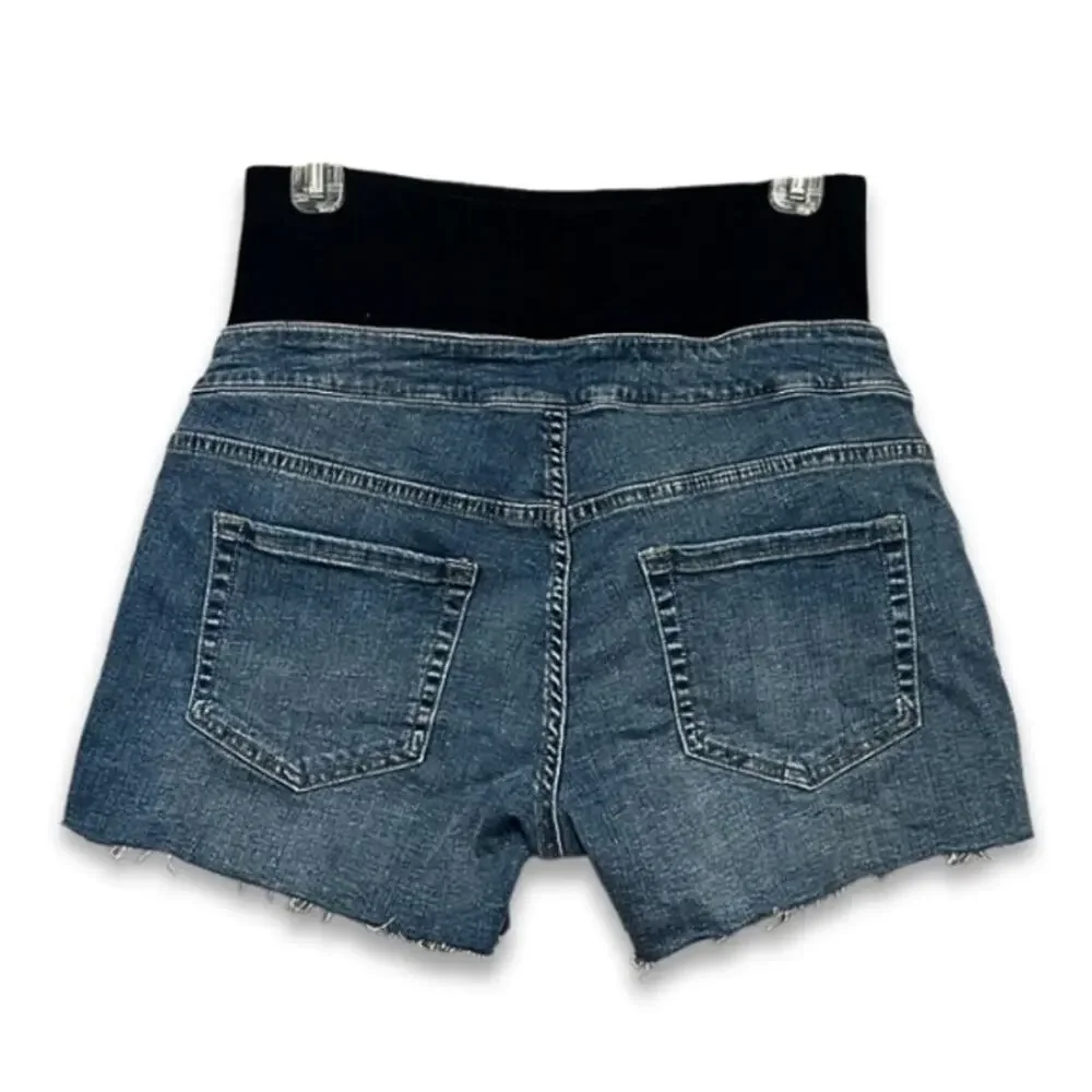 Angel Maternity Jean Shorts Pull On Elastic Stretch Jorts Denim Blue XS NWOT